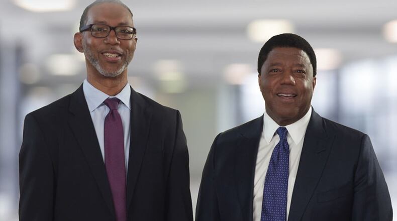 Catholic Health Initiatives CEO Kevin Lofton and Dignity Health CEO Lloyd Dean. The two now share the role of CommonSpirit CEO. PRESS RELEASE