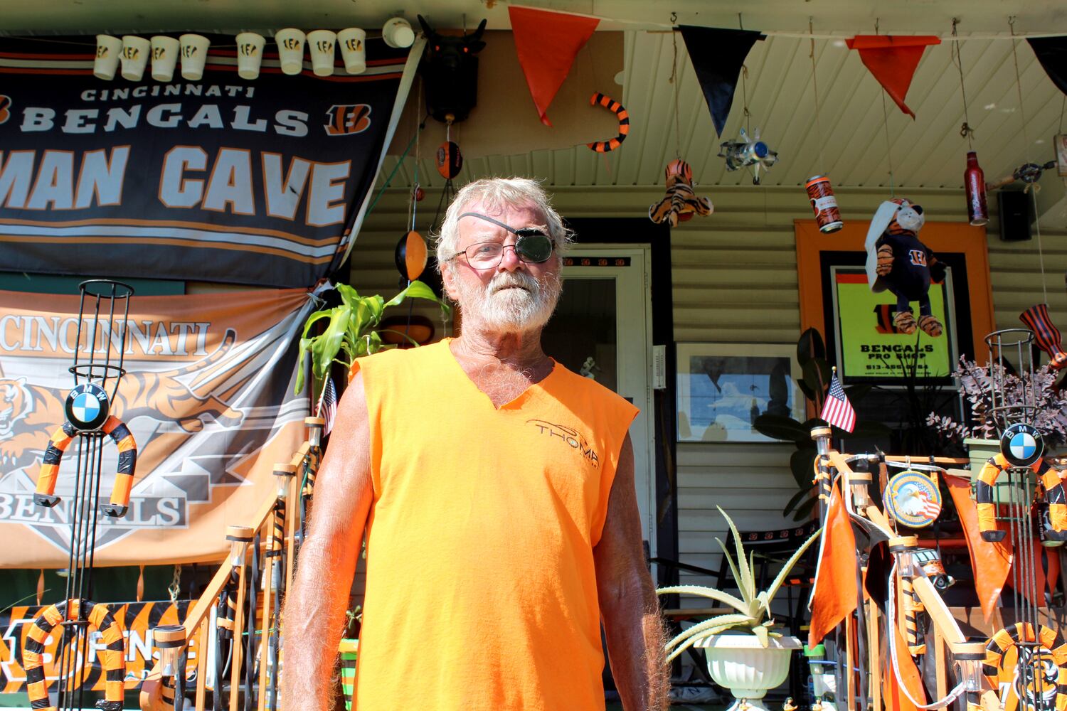 This is the man who lives in the “Bengals MAN CAVE” across from Dot’s Supermarket