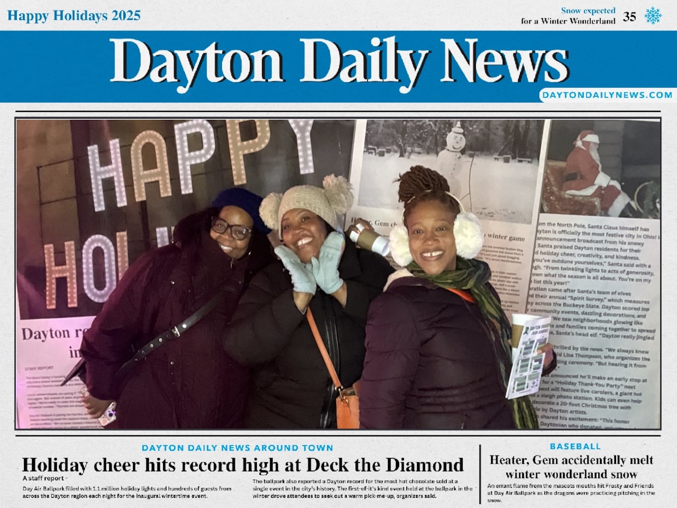 "Front Page News" photo booth photos from Deck the Diamond