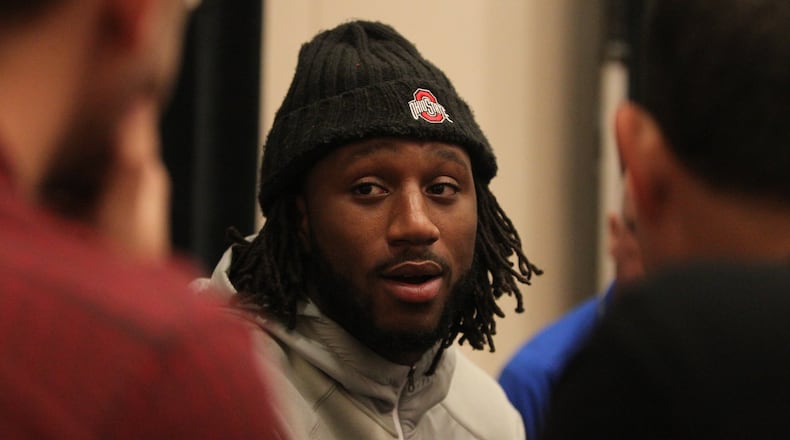 Ohio State’s Malik Hooker speaks at a Fiesta Bowl press conference on Wednesday, Dec. 28, 2016, at the Camelback Inn in Scottsdale, Ariz. David Jablonski/Staff