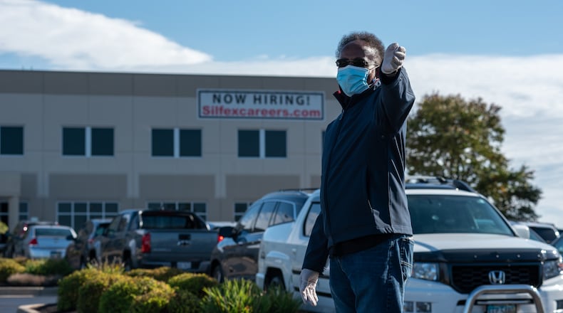 A scene from a recent Silfex drive-through job fair, provided by the company.