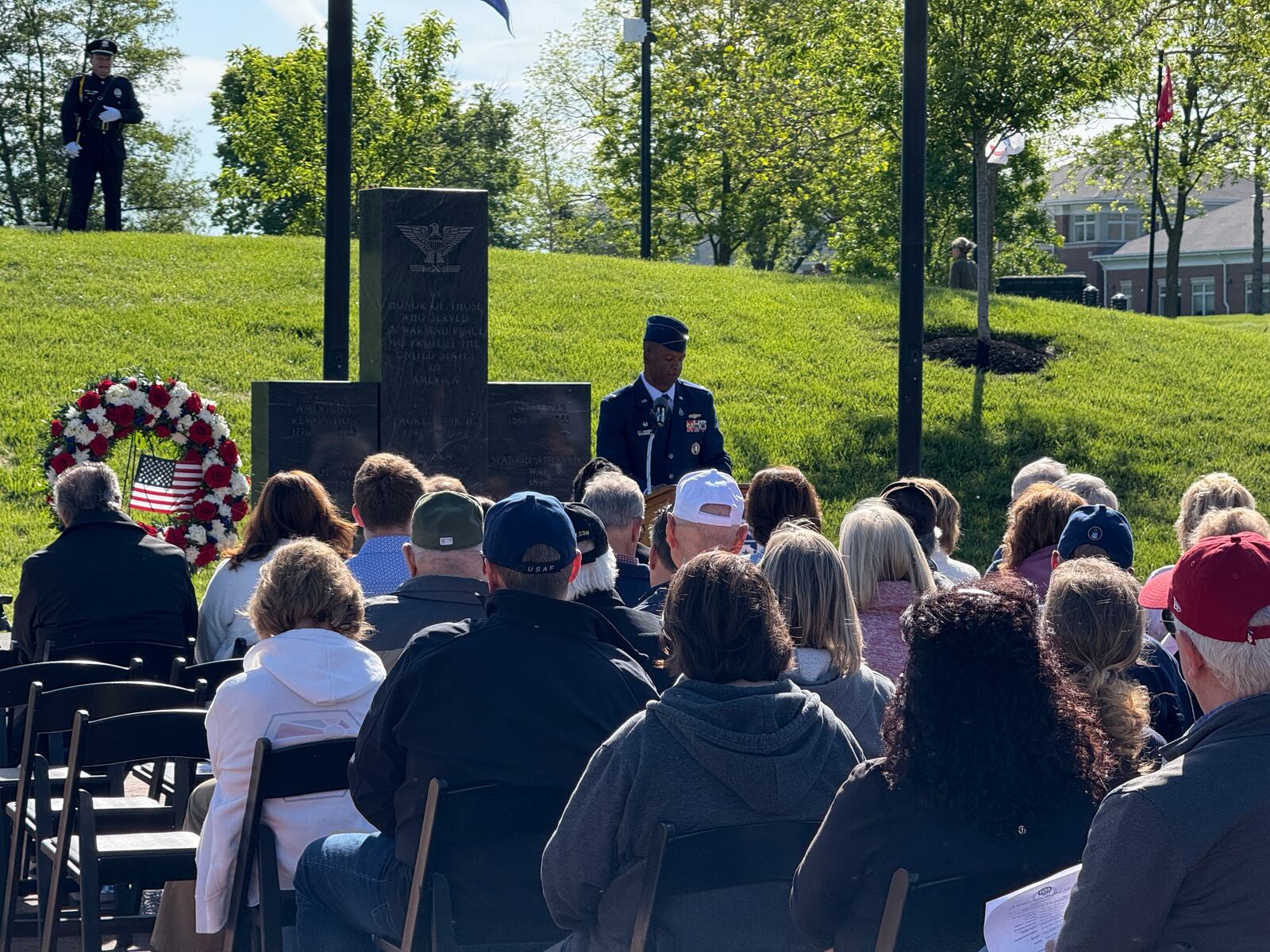 Centerville's Memorial Day Ceremony, held at Stubbs Park, featured the official unveiling of its new Space Force Memorial. Photos by Alex Cutler