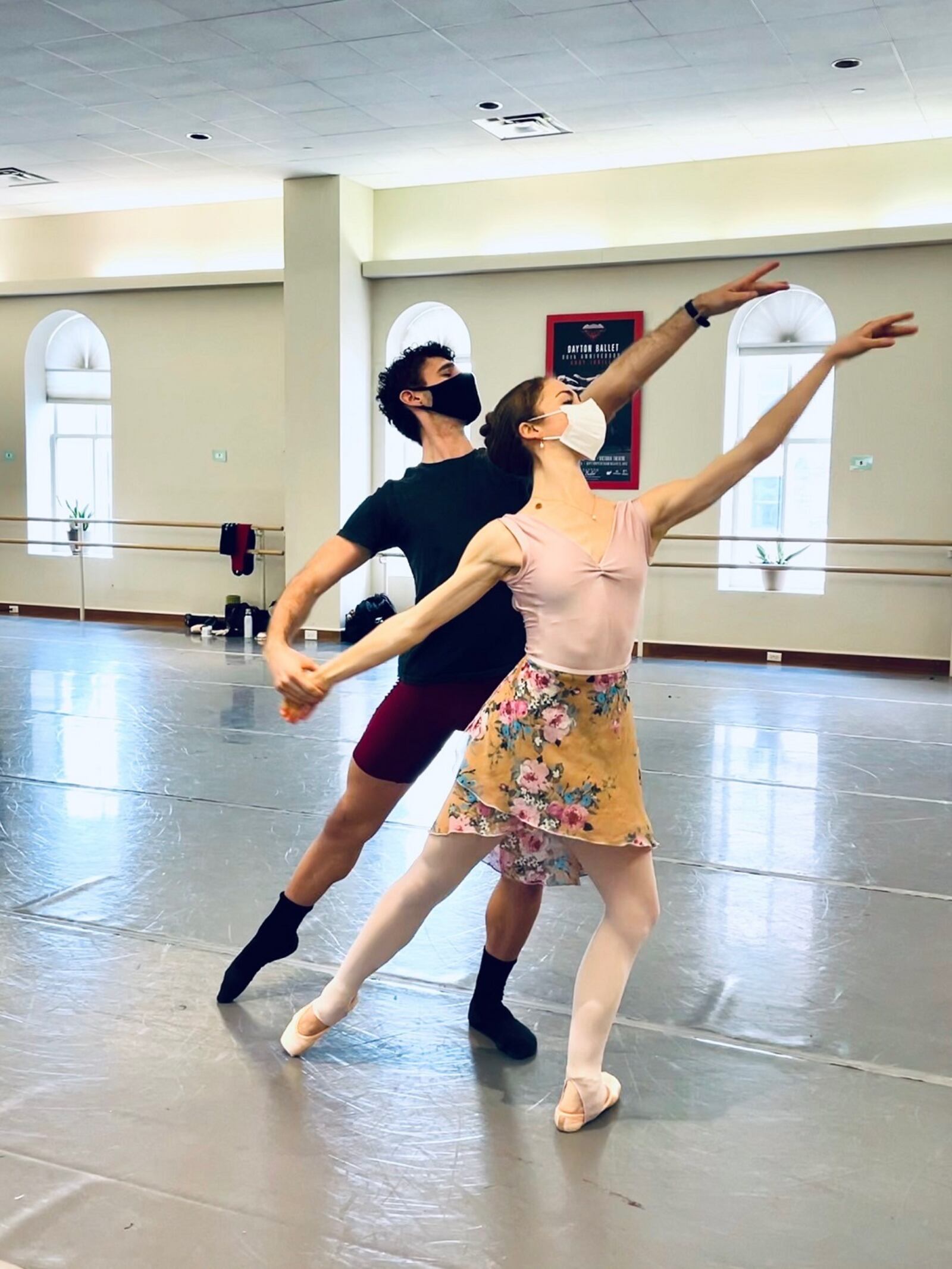 Dayton Ballet dancers Eric McIntyre and Ashley Griffin rehearse for upcoming production of “Dance and Romance “Feb 12-14. CONTRIBUTED
