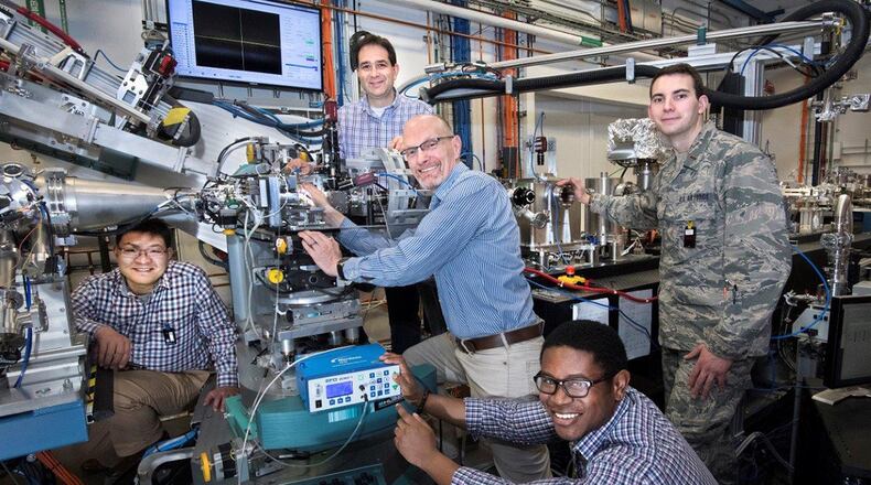 The Polymer Matrix Composites Materials and Processing research team, Air Force Research Laboratory, used beamline instrumentation at Brookhaven National Laboratory to capture real-time imaging data of 3D-printed composite inks that could be used to produce aircraft structures in the future. (U.S. Air Force photo/Hilmar Koerner)