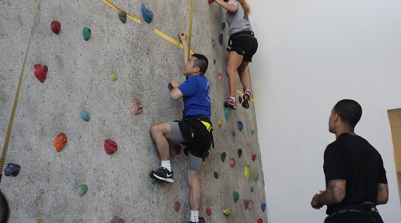 Wright-Patt Outdoor Recreation offers indoor programs during the winter months. Airmen eligible under the Recharge for Resiliency program can participate in the activities at discounted rates. Indoor rock climbing is one of the programs available for the month of November. (Contributed photo)