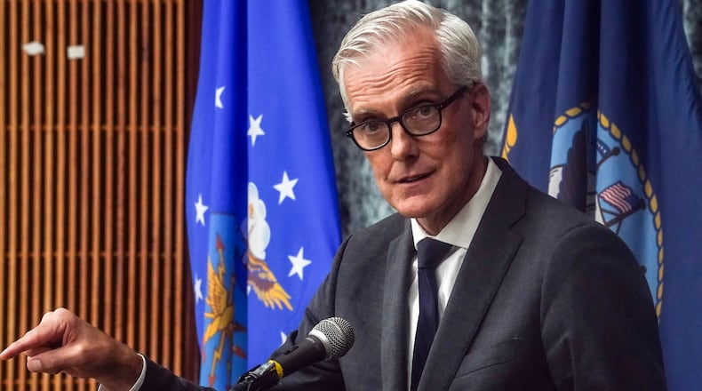 Veterans Affairs Secretary Denis McDonough speaks during a resource fair for veterans and survivors to apply for benefits under the PACT Act, Wednesday Aug. 2, 2023, in New York. Last year Congress delivered the Pact Act to expand VA healthcare and benefits for more than five million veterans and their families. (AP Photo/Bebeto Matthews)