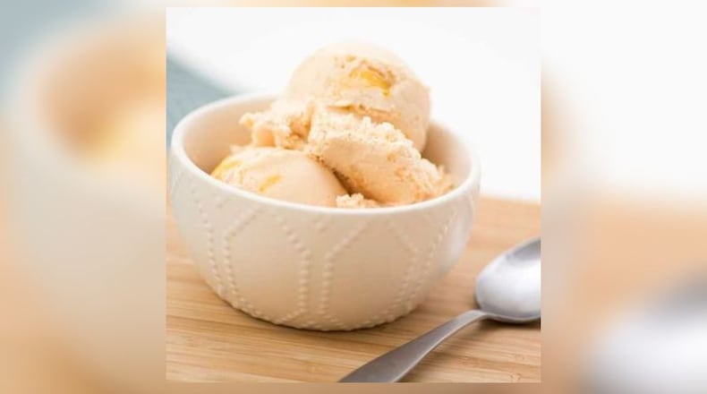 Graeter’s Ice Cream uses Freestone peaches in its limited edition dessert. It has a red center, and those enjoying it can see in the pieces in a scoop of the ice cream. CONTRIBUTED/GRAETER'S ICE CREAM