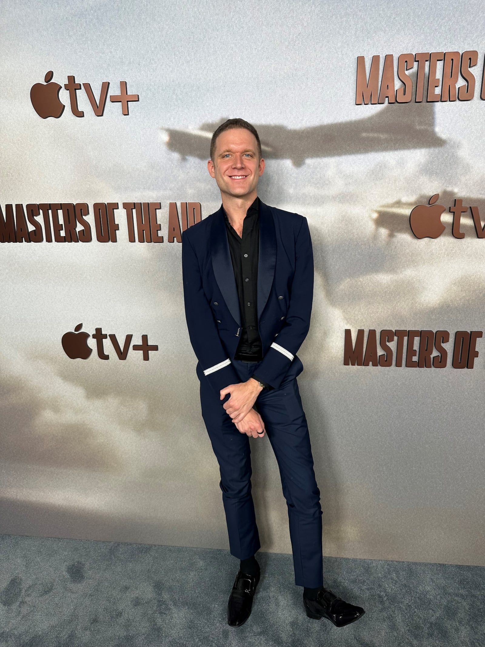 John Sylva, a Wright State University graduate raised in Vandalia, co-produced the Playtone and Apple TV+ miniseries "Masters of the Air." He is seen here attending the U.K. premiere of "Masters of the Air" in London in January 2024. CONTRIBUTED