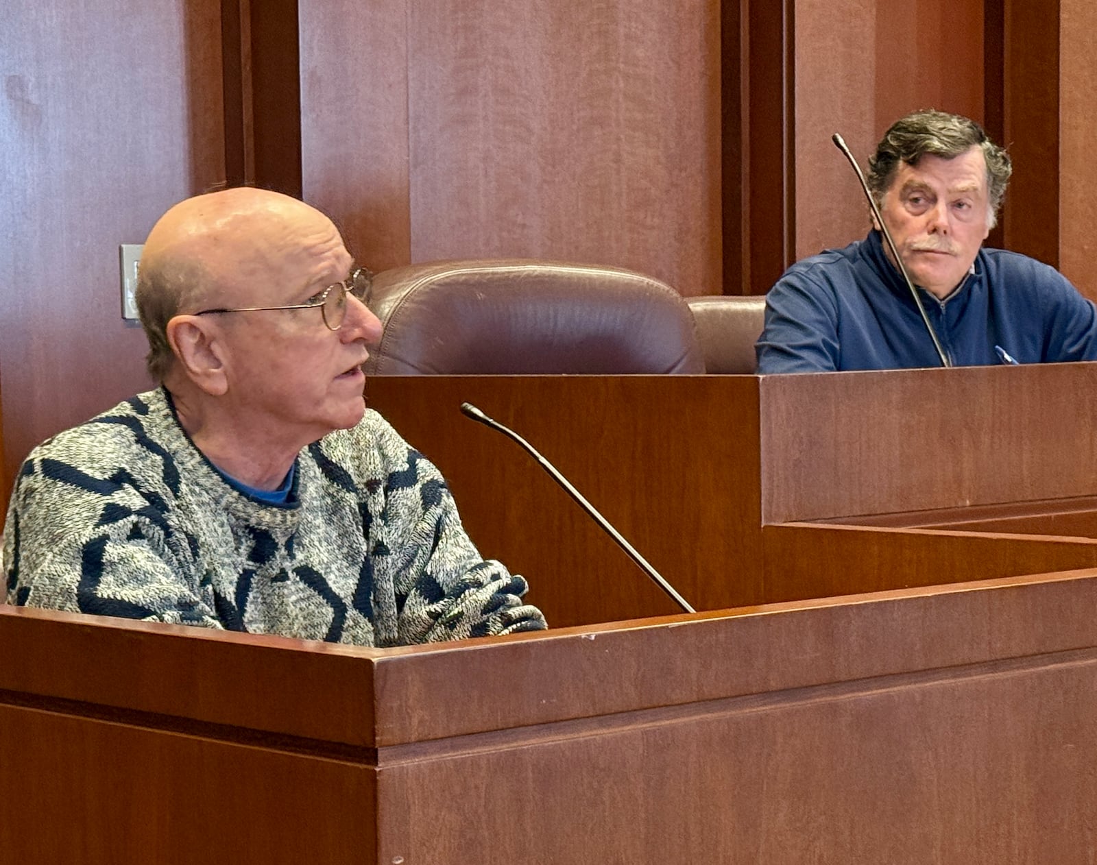 Actor K.L. Storer (left) testifies as a Sheriff who is the lead investigator of  a murder. 
CAROLE JUDGE/CONTRIBUTED