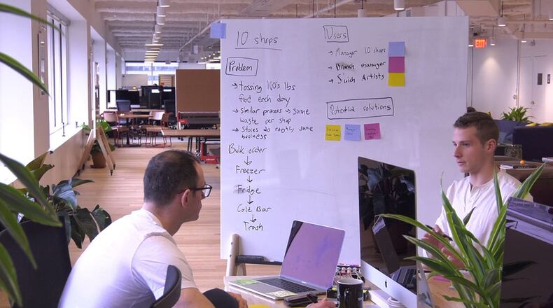 A potential new hire is interviewed at the Kessel Run hiring event in Boston Jan. 28. Recent hiring events lead by the Air Force Life Cycle Management Center at the Air Force’s Kessel Run project in Boston and at Eglin AFB, Fla., provided prospective employees the opportunity to register, interview and receive on-the-spot job offers, filling a number of open positions at one time. (U.S. Air Force photo)