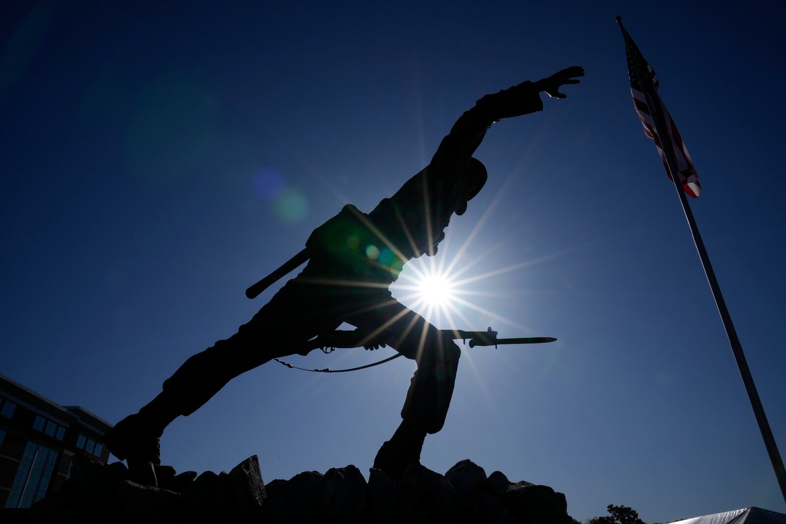 A statue stands during a ceremony at Fort Benning, honoring new namesake on Wednesday, April 16, 2025, in Fort Benning, Ga. (AP Photo/Brynn Anderson)