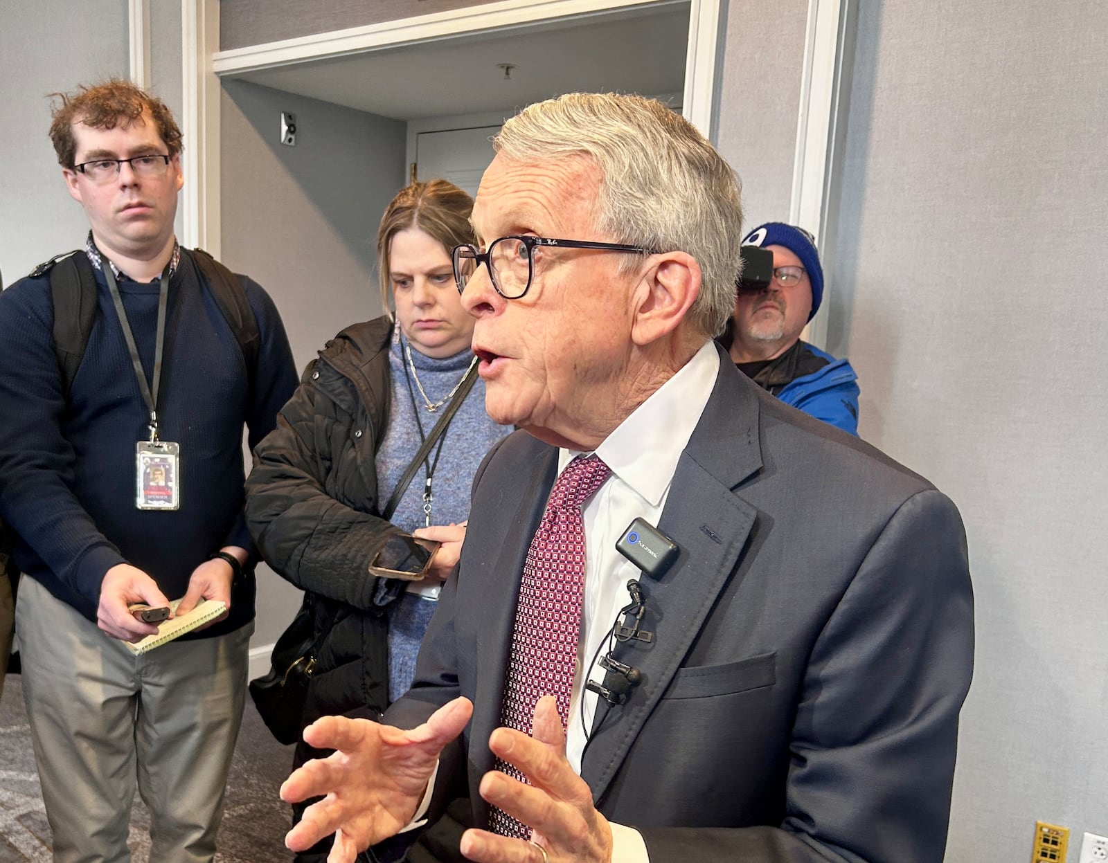 Ohio Gov. Mike DeWine addresses reporters in Columbus on Feb. 5, 2026. AVERY KREEMER / STAFF