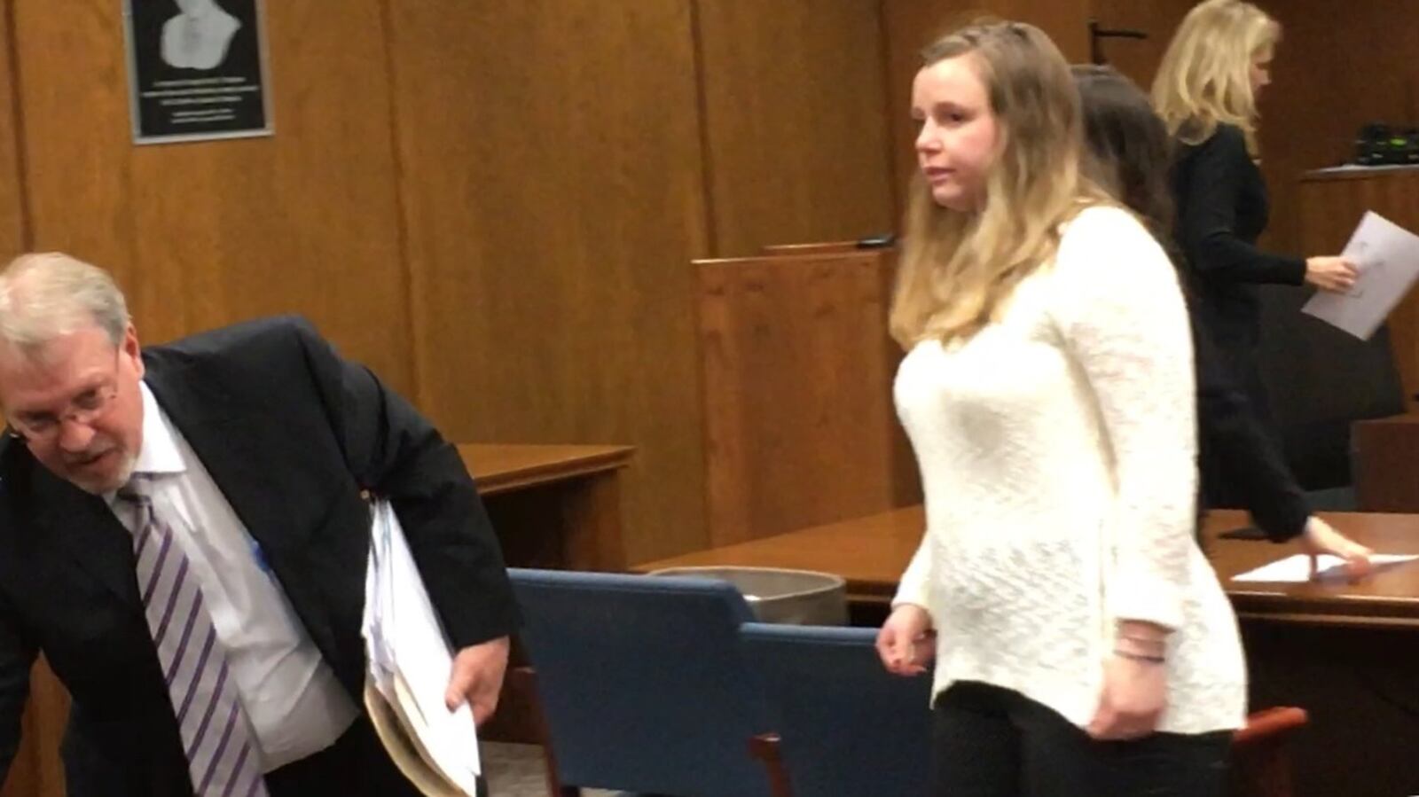Madeline J. Marx, 24, leaves court Thursday after being sentenced to five years’ community control after being found guilty of two counts of sexual battery for sex acts with at least two students.