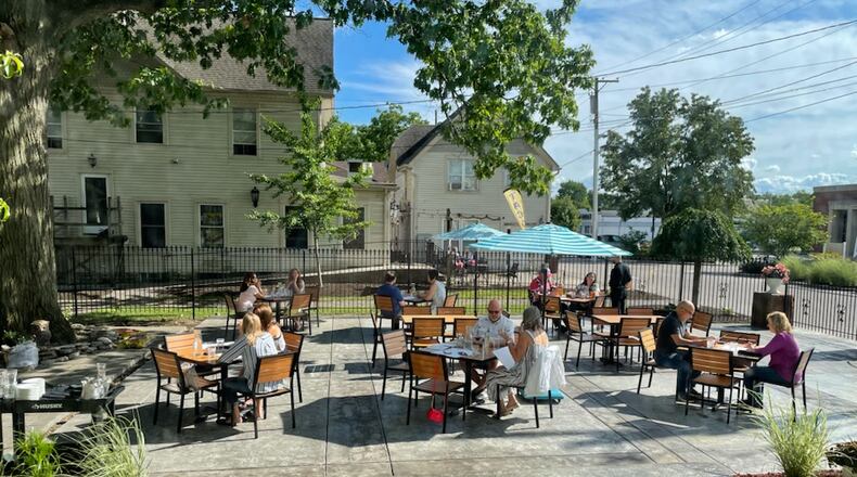 The inviting Watermark and Backwater Voodoo patio in Miamisburg.