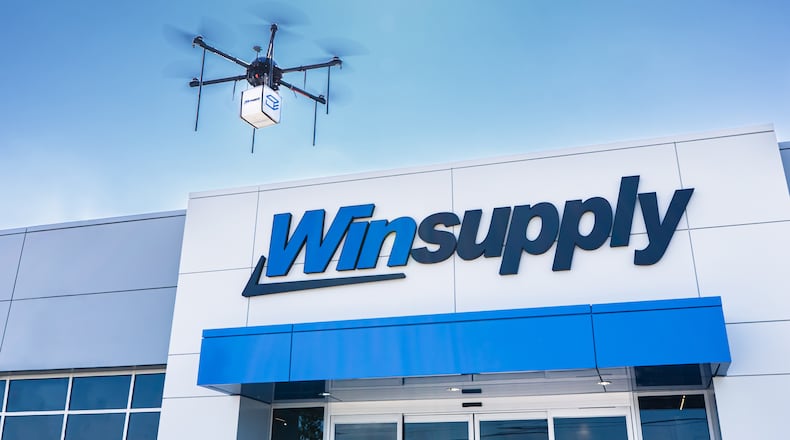 Winsupply, backed by Drone Express, plans to make its first-ever drone delivery of an exclusive NIBCO product on Aug. 9 from the Winsupply Distribution Center in Miami Twp. to Centerville Winsupply. CONTRIBUTED