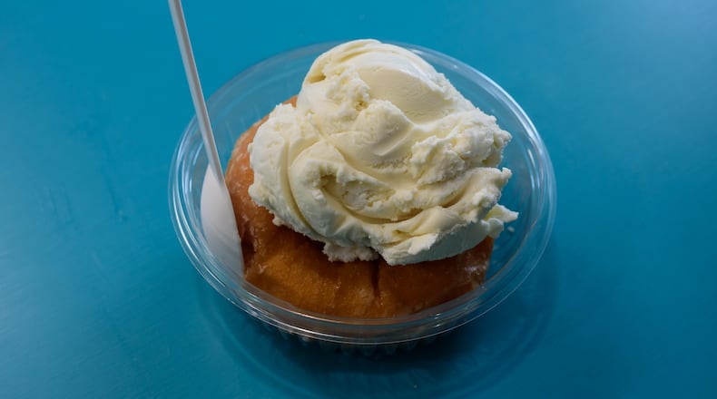 Jubie’s Creamery in Fairborn served decadent frozen treats for National Ice Cream for Breakfast Day on Saturday, Feb. 1. Visitors were able to order donut sundaes, hot chocolate and coffee floats and Cinnamon Toast Crunch ice cream all on Jubie's special menu. TOM GILLIAM / CONTRIBUTING PHOTOGRAPHER