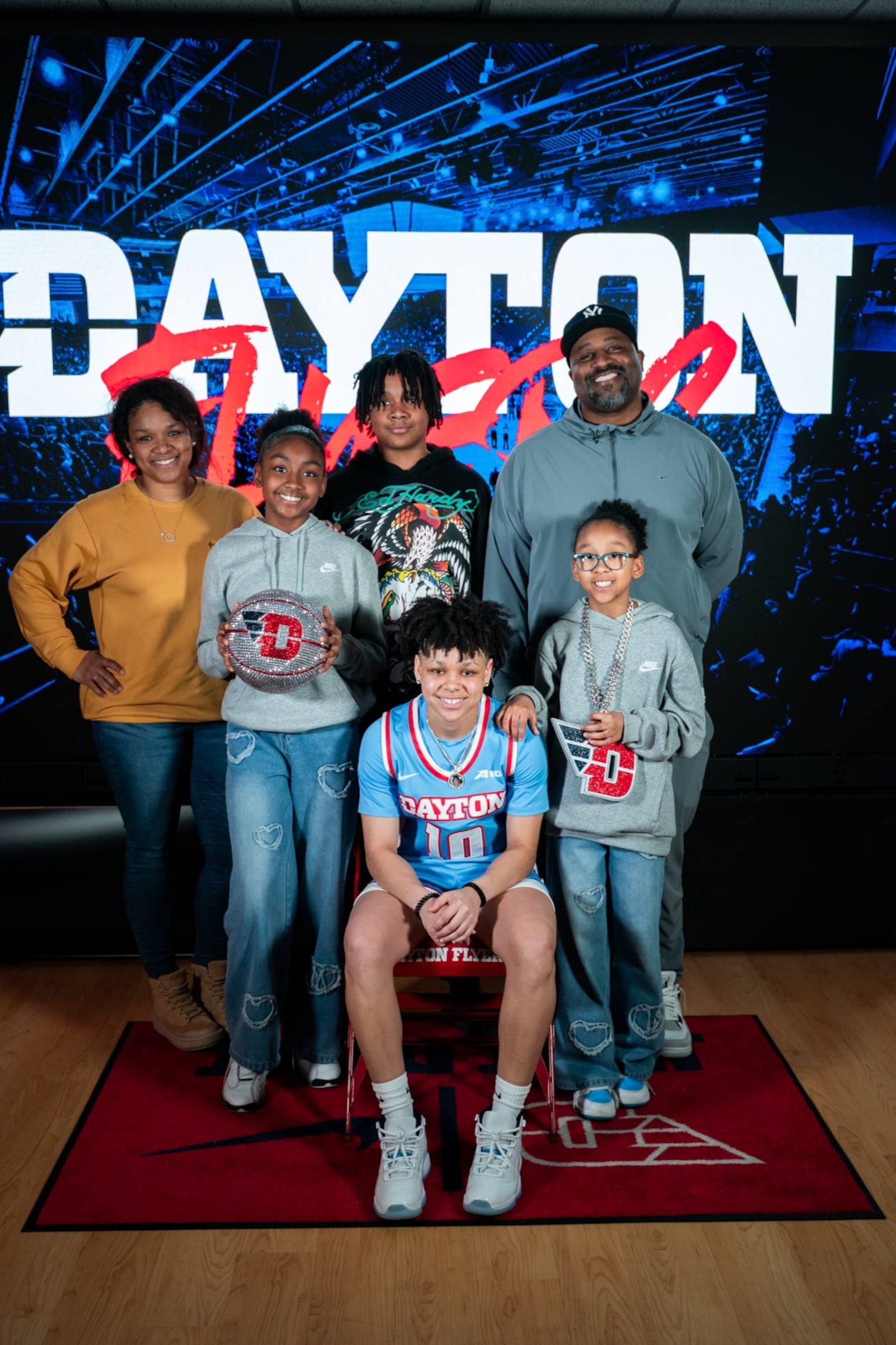 Jordyn Poole is flanked by her family: (left to right) mom Kristin; sister Jayah; brother Christopher; dad Jason; and sister Jenae. CONTRIBUTED PHOTO