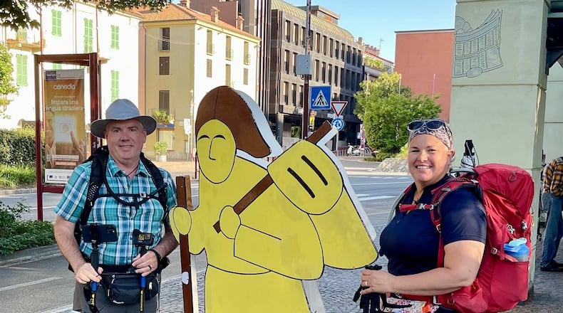 Brian and Michelle Coleman are ready to start a new day in Santhia, Italy. CONTRIBUTED