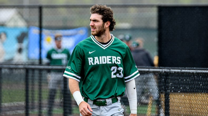 Wright State's Andrew Patrick hit a ninth-inning home run Saturday to lift the Raiders past Oakland in the Horizon League tournament. Wright State Athletics photo