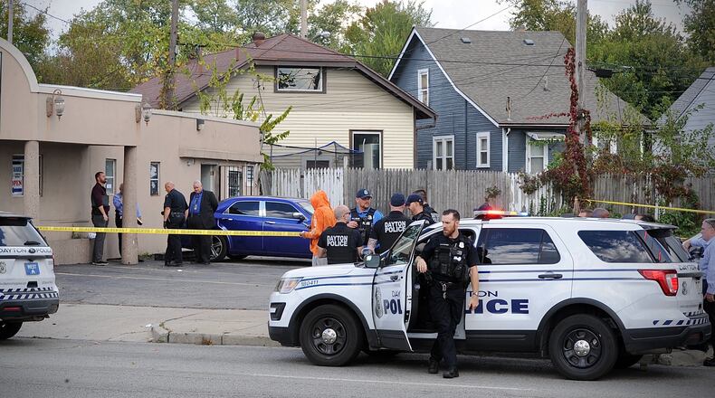 Dayton police are investigating a shooting at the FamFirst Barber Shop Thursday afternoon, Oct. 21, 2021, after two gunshot victims arrived at Kettering Health Dayton. MARSHALL GORBY/STAFF