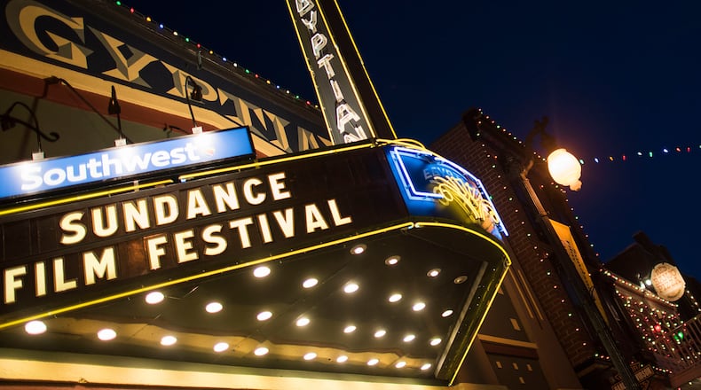 FILE - The exterior of the Egyptian Theatre is illuminated on Main Street during the Sundance Film Festival in Park City, Utah, Jan. 22, 2015. (Photo by Arthur Mola/Invision/AP, File)