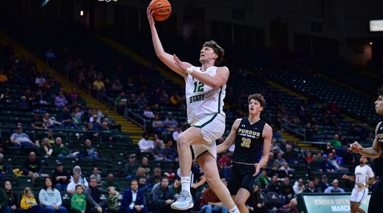 Wright State's A.J. Braun scored 16 points and grabbed 10 rebounds in Wednesday night's loss to Purdue Fort Wayne at the Nutter Center. Joe Craven/Wright State Athletics