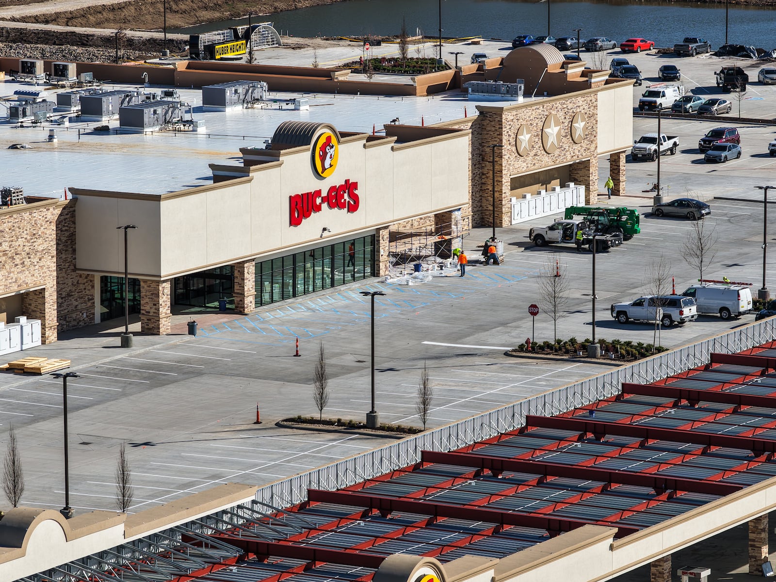 Construction of the Buc-ee's in Huber Heights near the Interstate 70 and Ohio 235 interchange is nearly complete. The location is scheduled to open to the public on April 6. NICK GRAHAM VIA DRONE/STAFF