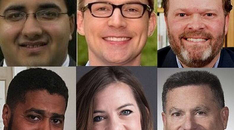 Tuesday’s May primary winners in Ohio State House races include, from top left: State Rep. Niraj Antani, R-Miamisburg, Democrat Zach Dickerson of Miamisburg and Germantown pastor Jeffrey Todd Smith. From bottom left: Ohio House Minority Leader Fred Strahorn, D-Dayton, Arcanum businesswoman Jena Powell, and State Rep. Rick Perales, R-Beavercreek.