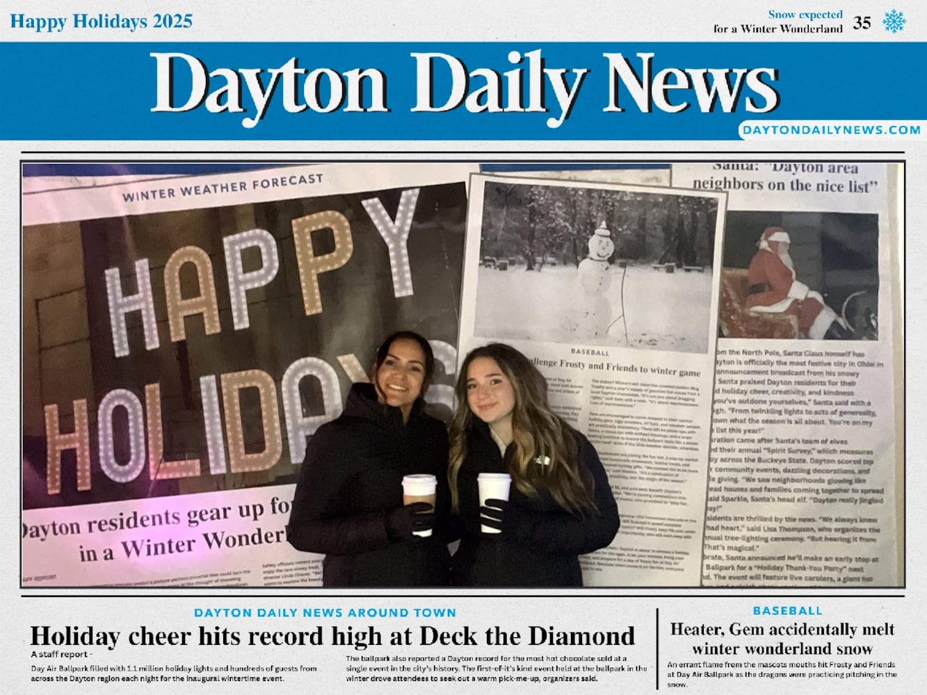 "Front Page News" photo booth photos from Deck the Diamond
