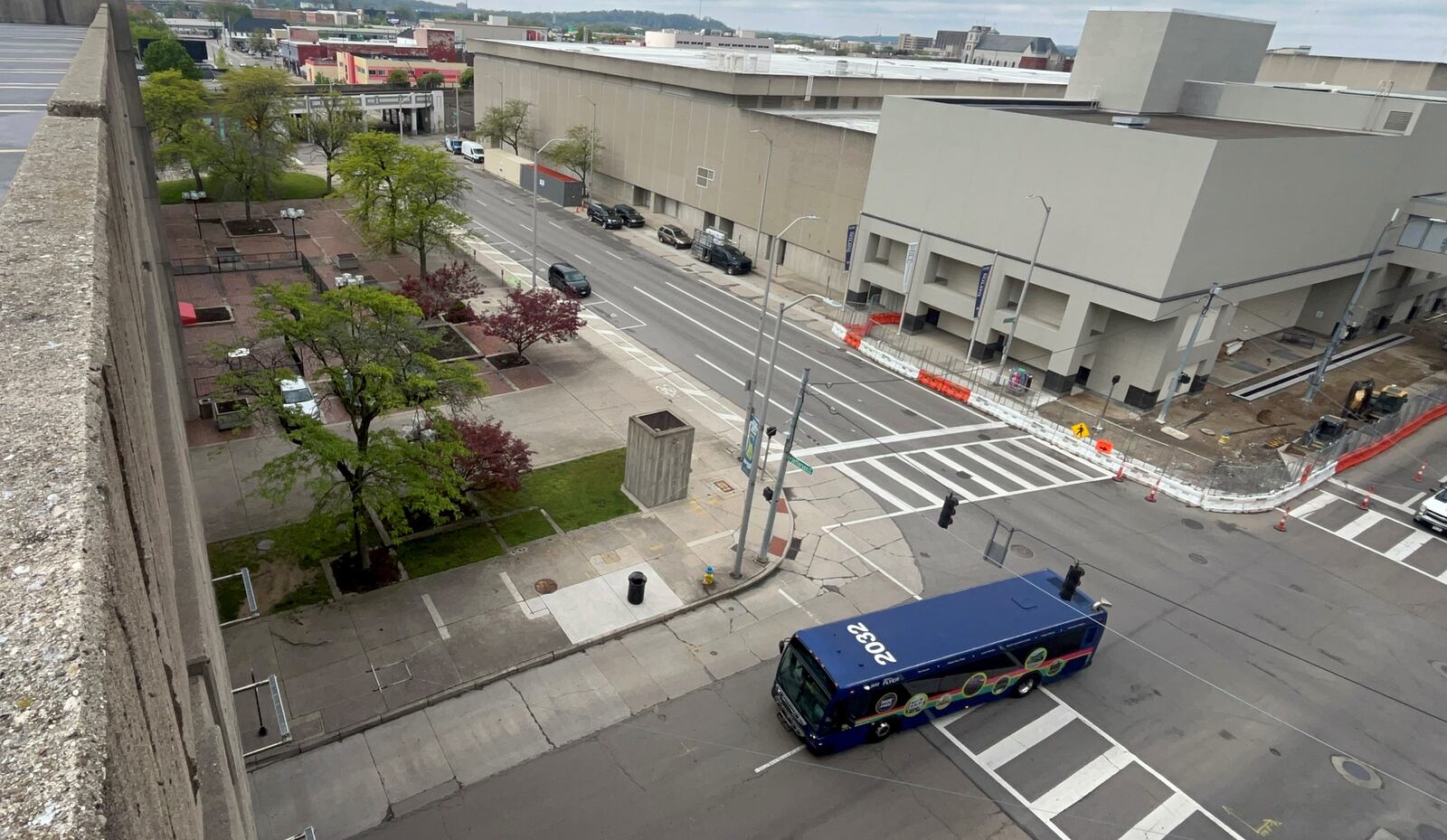 The Montgomery County Convention Facilities Authority says a city plaza on South Jefferson Street by the Dayton Convention Center is a prime location for a new hotel. As envisioned, the hotel could be around 12 stories and could offer more than 200 new rooms. CORNELIUS FROLIK / STAFF