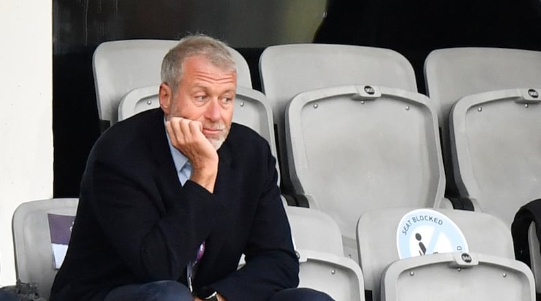 FILE - Chelsea's soccer club owner Roman Abramovich attends the UEFA Women's Champions League final soccer match against FC Barcelona in Gothenburg, Sweden, May 16, 2021. (AP Photo/Martin Meissner, File)