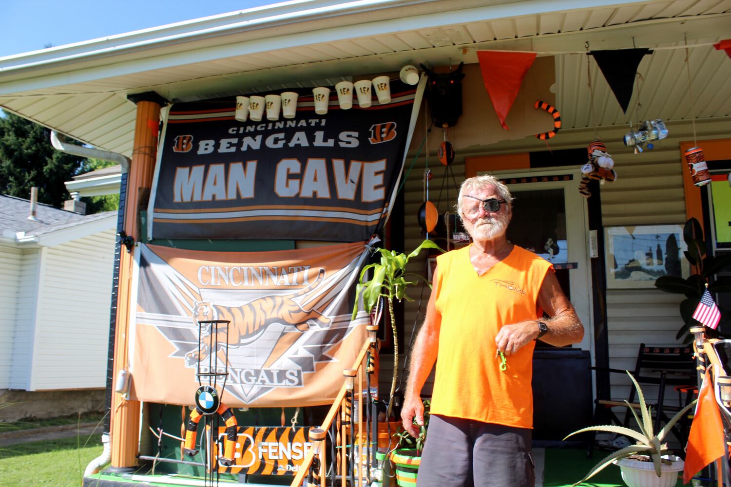 This is the man who lives in the “Bengals MAN CAVE” across from Dot’s Supermarket