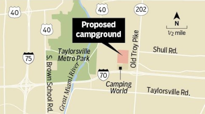 A developer is seeking approval to construct a campground and resort near Camping World in Huber Heights.