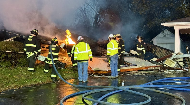 The Ohio Fire Marshal is investigating the cause of an explosion and fire at a Covington Avenue home in Piqua on Tuesday, Nov. 18, 2025. Photo courtesy the City of Piqua.