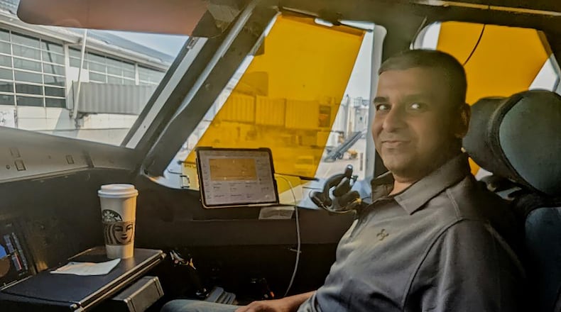 Narayan said his long term goal is to get his commercial pilots license. He is shown in February of 2023, sitting in a private plane. CONTRIBUTED