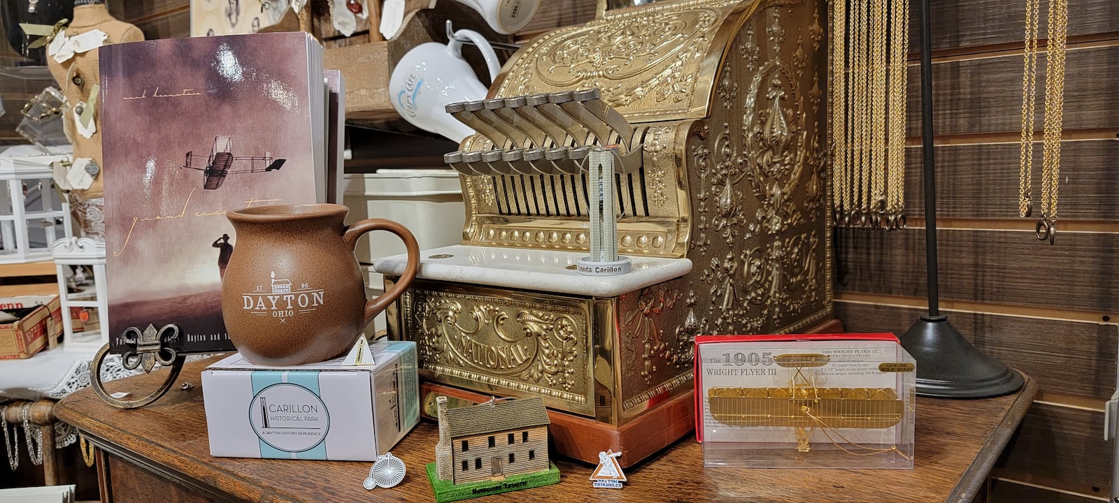 Visitors can shop their favorite park buildings and artifacts at Carillon Historical Park in the “Shop the Park” collection, including the newest addition, a – 3D resin ornament of Dayton’s oldest standing building, Newcom Tavern. COURTESY PHOTO
