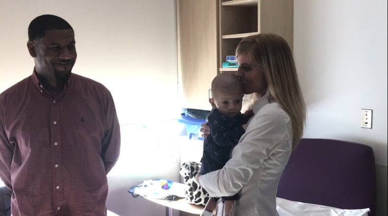 James Phillips and Colleen Reed are the parents of Jace Phillips, who is at Dayton Children’s and has been diagnosed with cystic fibrosis. KAITLIN SCHROEDER/STAFF