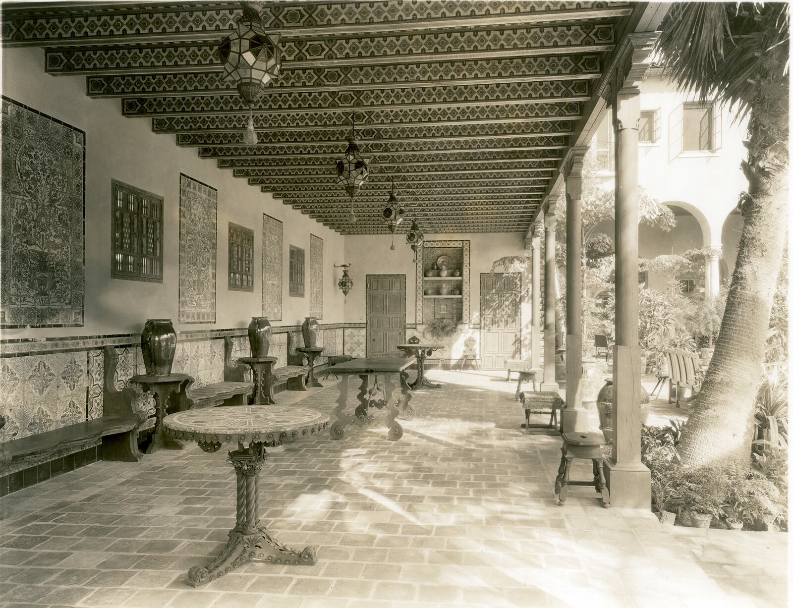 Loggia at El Mirasol, the Stotesbury home in Palm Beach.