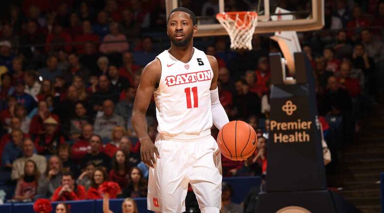 Dayton’s Scoochie Smith joined the 1,000-point, 400-assist club with an assist in the first half against La Salle on Friday, Dec. 30 at UD Arena. Erik Schelkun/Contributed photo