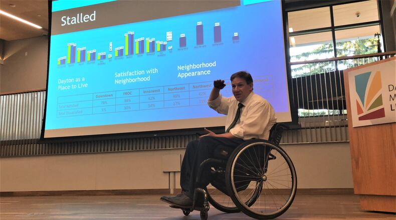 The city of Dayton’s newest commissioner, Darryl Fairchild, hosted a town hall Monday night. Multiple visitors talked about the need to attract and retain young people. CORNELIUS FROLIK / STAFF