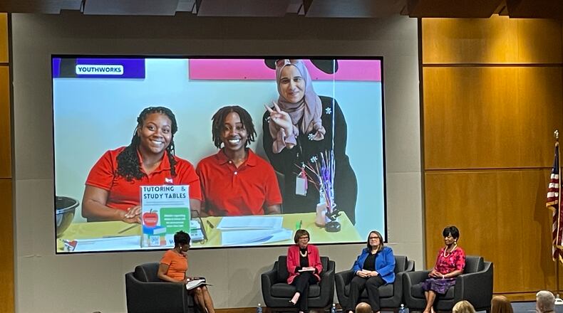 Montgomery County Commissioners Judy Dodge, Carolyn Rice and Mary McDonald look back on the past year with moderator Marsha Bonhart.
