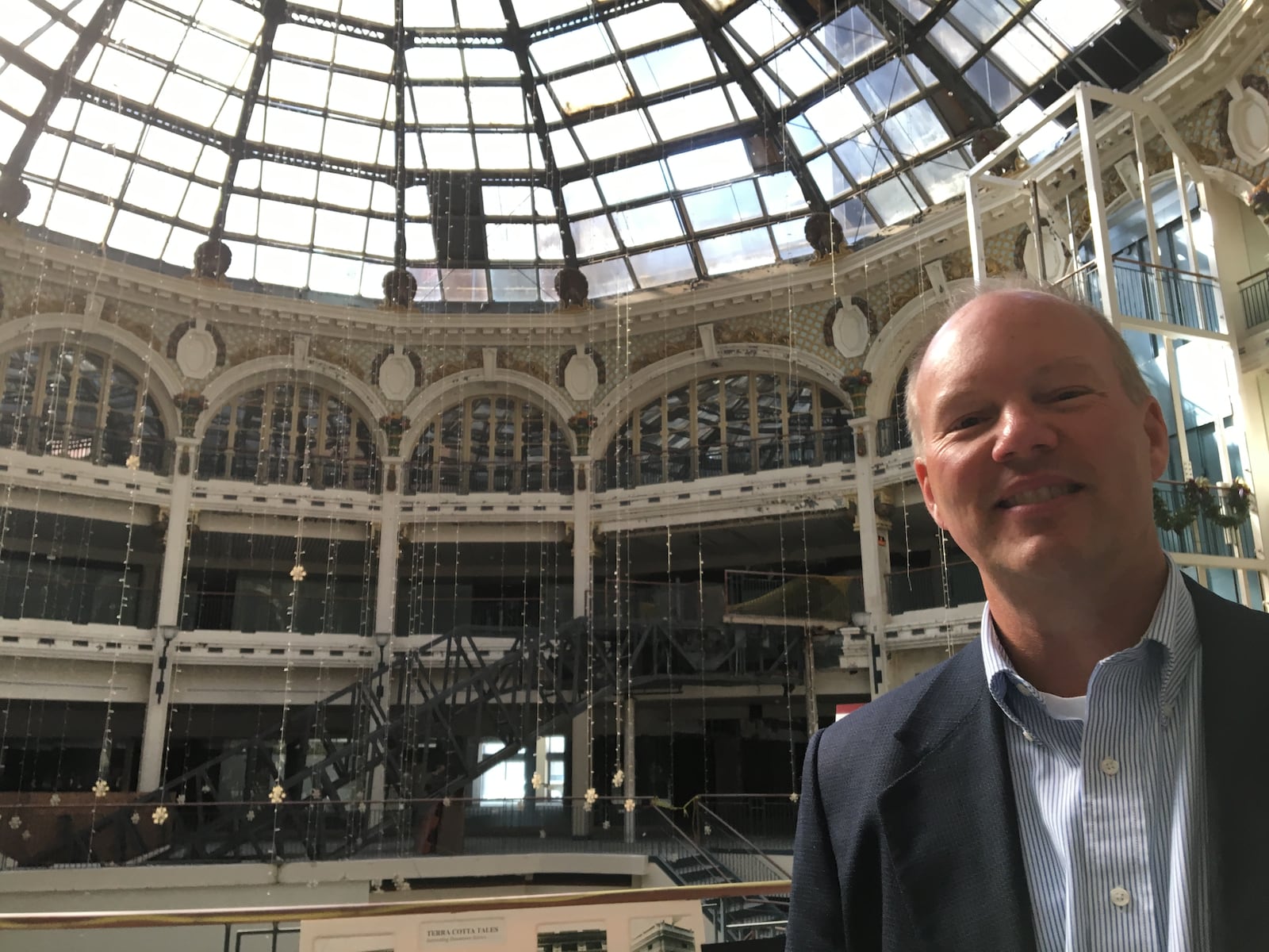 Dave Williams, vice president of urban development with Miller-Valentine Group, attended Wednesday’s announcement that the state awarded $5 million in historic tax credits to the Dayton Arcade. STAFF/CORNELIUS FROLIK