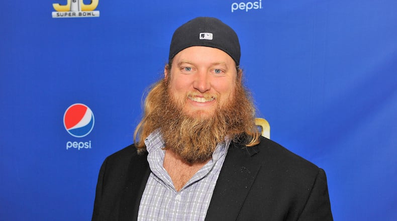 Former Jets center Nick Mangold hit the Blue Carpet at the 2015 Pepsi Rookie of the Year Award Ceremony at Pepsi Super Friday Night in San Francisco.