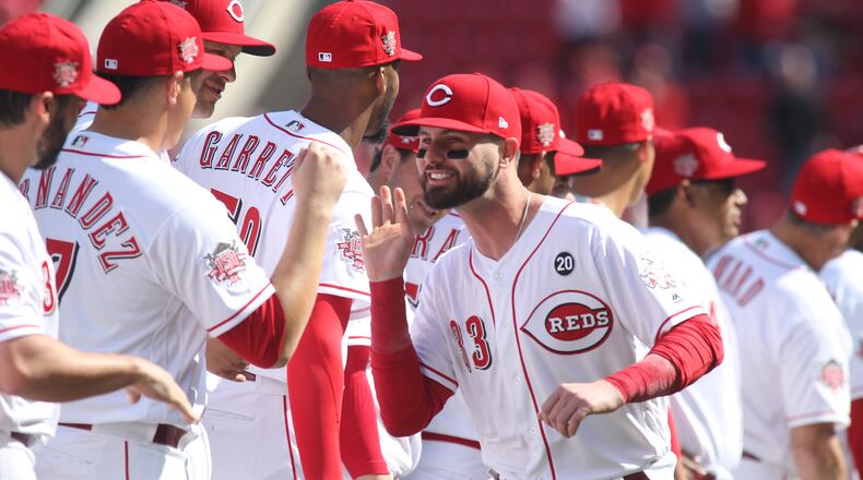 Reds against the Pirates on Opening Day on Thursday, March 28, 2019, at Great American Ball Park in Cincinnati.