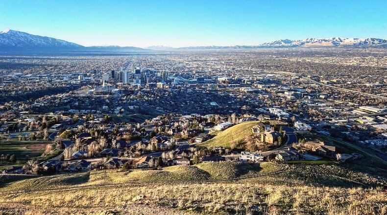 Salt Lake City is pictured from the top of Ensign Peak on Wednesday, March 20, 2024. David Jablonski/Staff