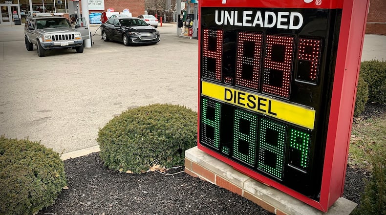 Gas prices jumped to $4.09 a gallon in the Dayton area Monday, March 7, 2022. This station is located at the corner of E. Dorothy Lane and Shroyer Road. MARSHALL GORBY/STAFF