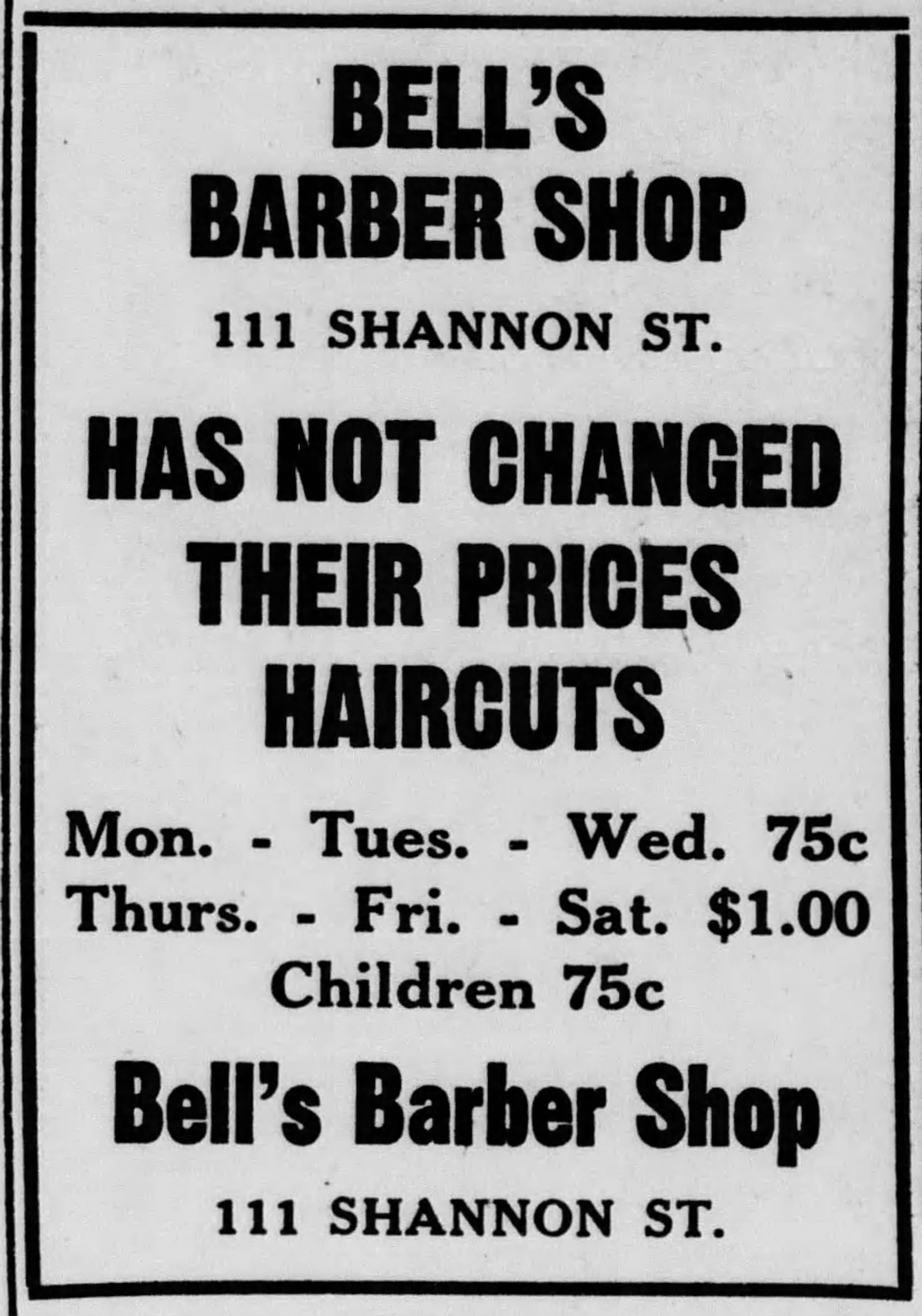 A Dayton Daily News advertisement from 1950 during the "Barber Price War." DAYTON DAILY NEWS ARCHIVES.