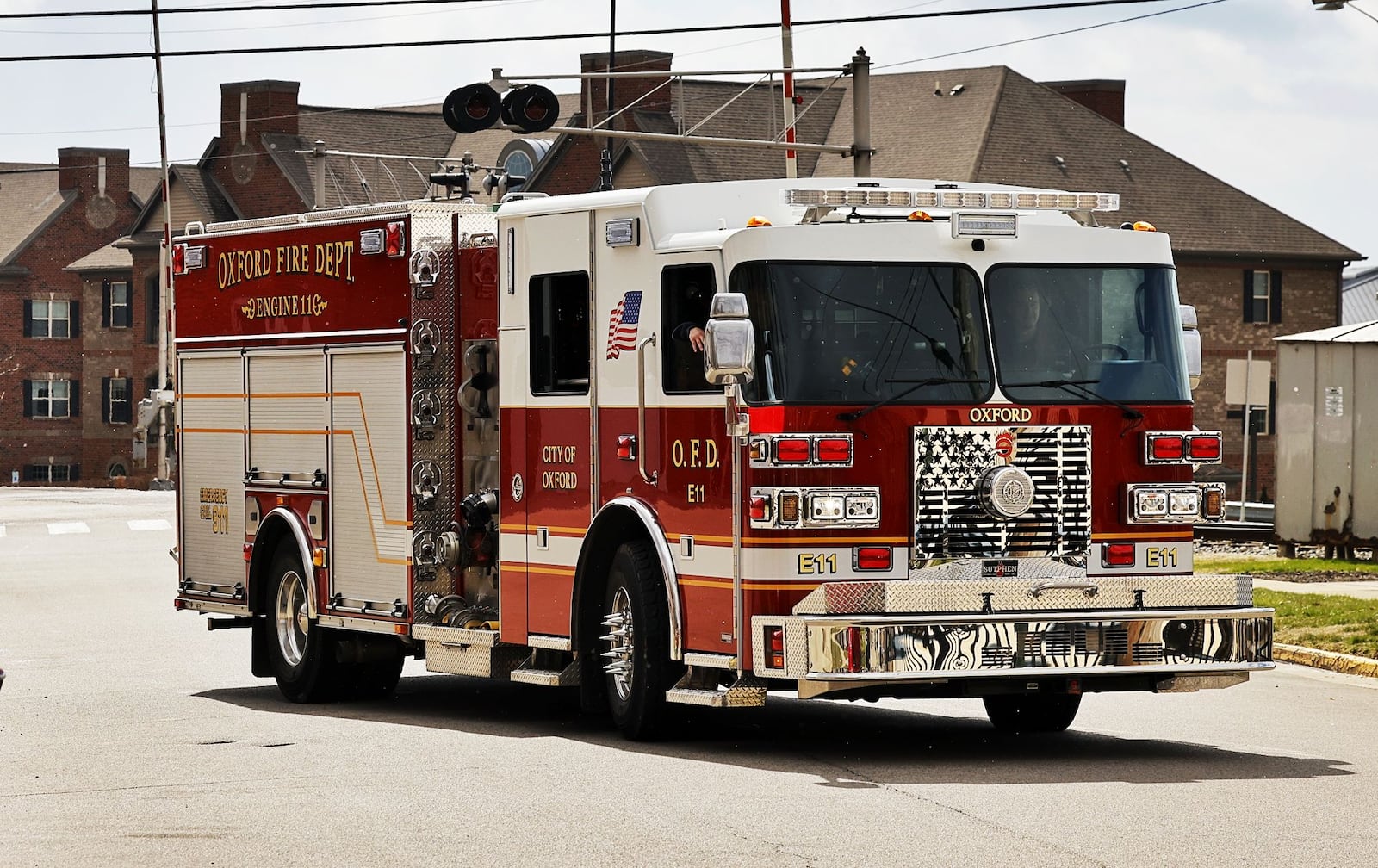 An engine from Oxford Fire Department pulls out of its headquarters on South Elm Street in 2023. NICK GRAHAM/STAFF