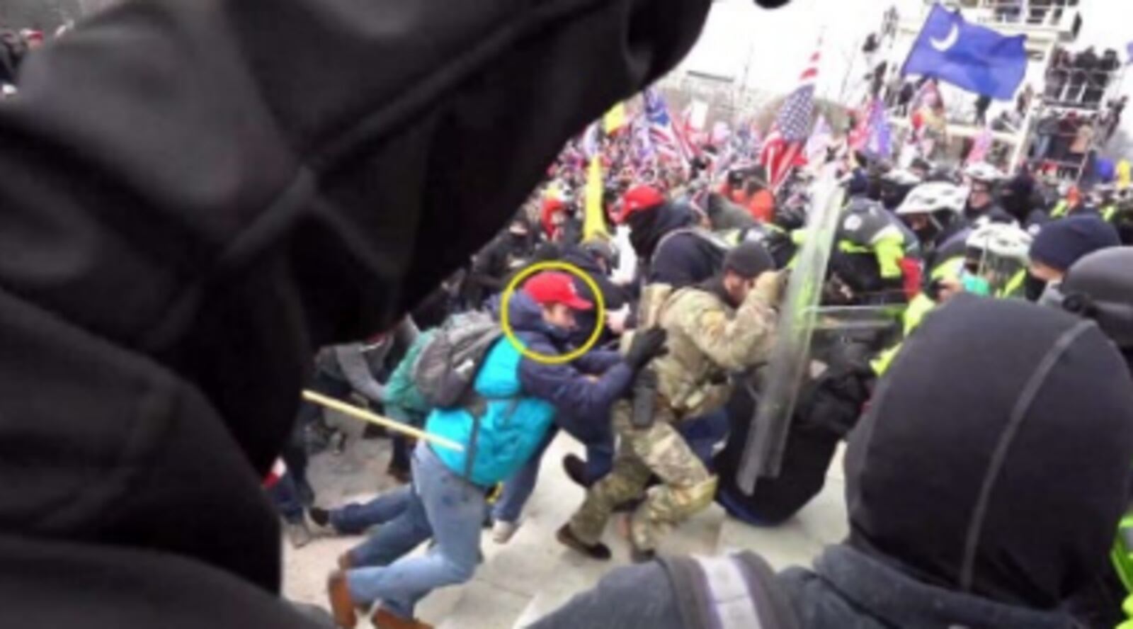 Jonathan "Duke" Valentour was reportedly captured on body camera footage attempting to shove people into a police line at the U.S. Capitol on Jan. 6, 2021. Photo courtesy U.S. District Court, District of Columbia.