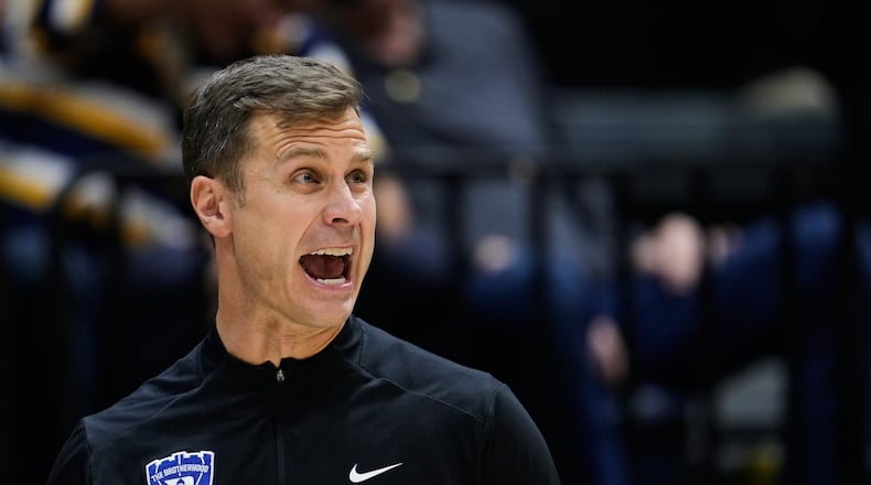 FILE - Duke head coach Jon Scheyer reacts during the first half of an NCAA college basketball game against California, Wednesday, Jan. 14, 2026, in Berkeley, Calif. (AP Photo/Godofredo A. Vásquez, File)